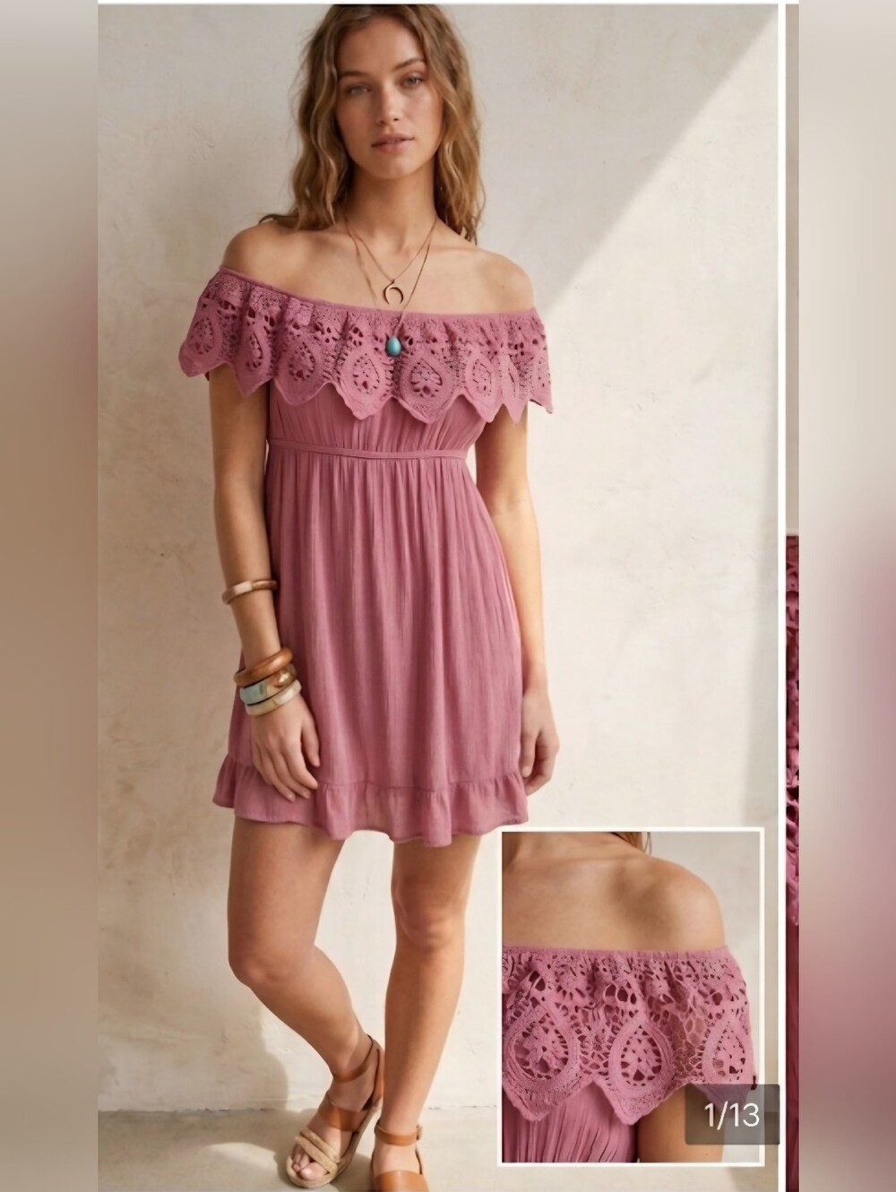 Haute Monde ~ Pink Crochet Lace Off-Shoulder Mini Dress | NWT | XL Juniors